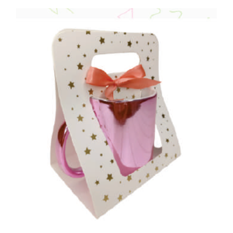 Caja para regalo personalizada blanca con estrellas doradas y lazo rojo, ideal para obsequios especiales, fabricada por Proboxes en Perú